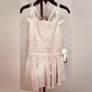 Chelsea & Violet Girls Pale Pink Crocheted Top with Adjustable Straps Size S NWT